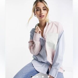 Abercrombie & Fitch Pastel Colorblock Button Down Shirt